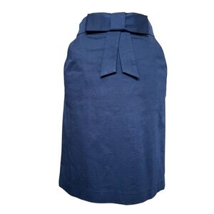 Milly Pencil Skirt Size 2 Navy Blue Bow Knee Length Preppy Prep School Office